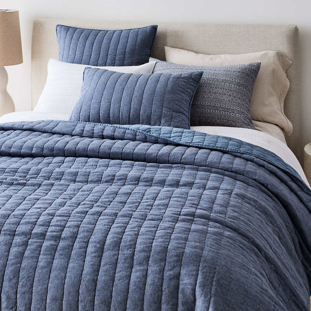 European Flax Linen Cotton Pick Stitch Quilt-Queen