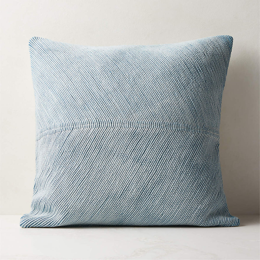 Convey Faded Denim Throw Pillow With Insert 23"x23"