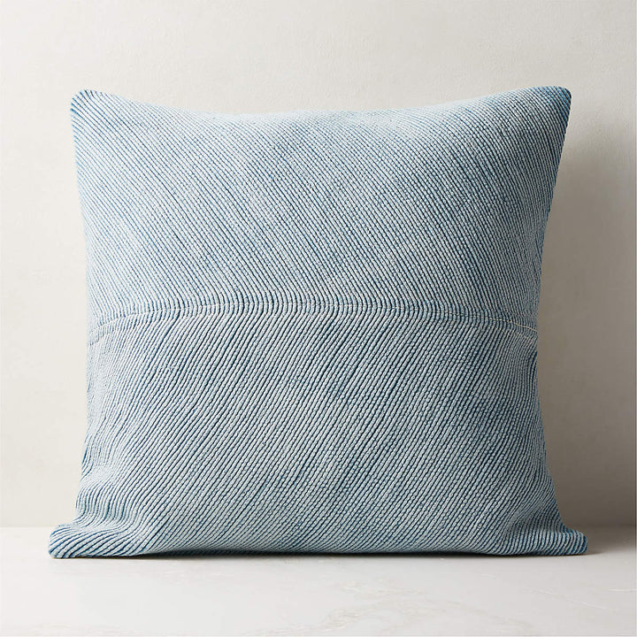 Convey Faded Denim Throw Pillow With Insert 23"x23"