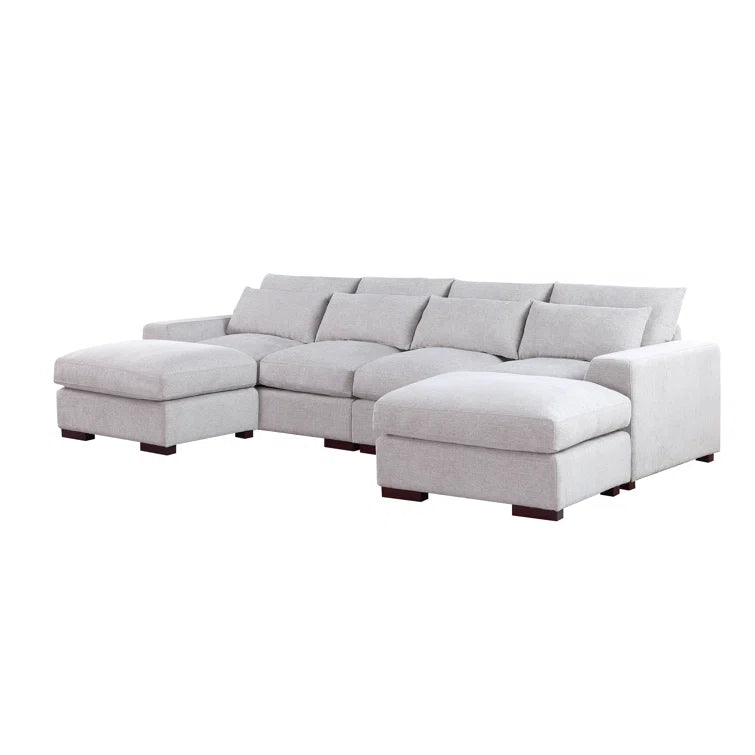 Tatman Linen Blend Sectional with 2 Ottomans
