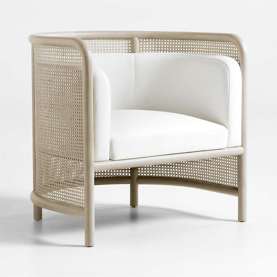 Fields Cane Back White Wash Accent Chair