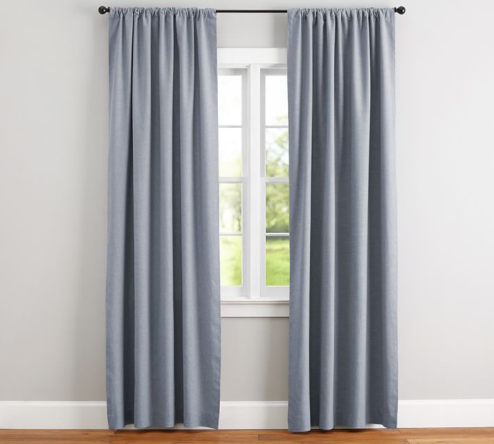 EMERY LINEN COTTON POLE POCKET CURTAIN BLUE DAWN