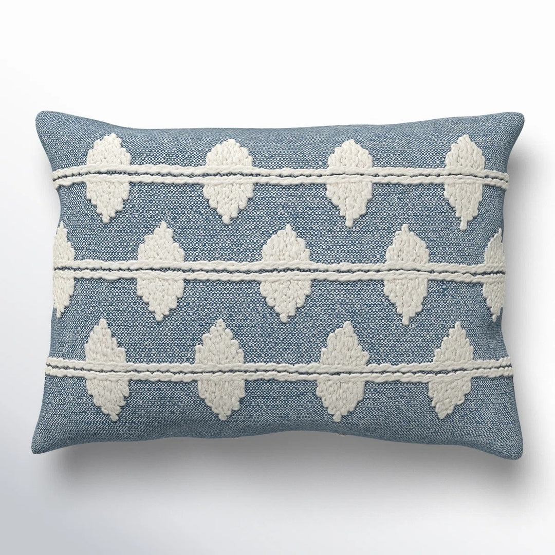 Heiden Embroidered Cotton Lumbar Throw Pillow 20x14