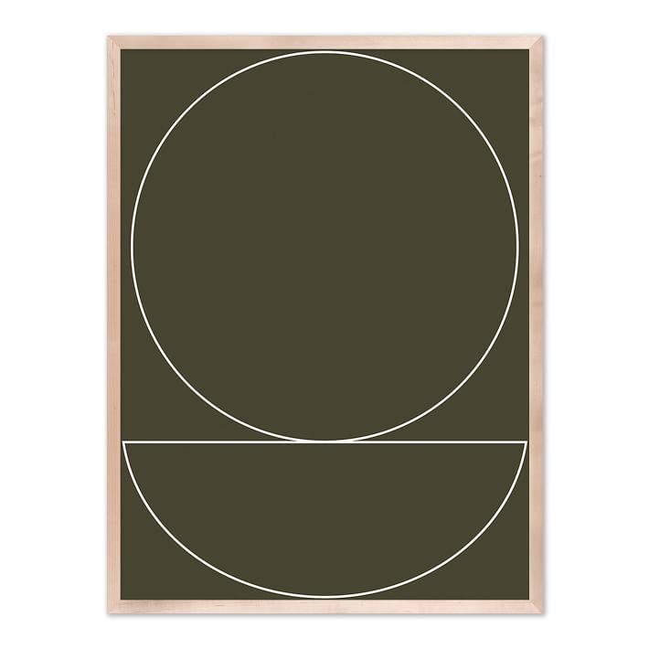 Thin Lines on Deep Olive Green Wall Art with Frame-30"x40"