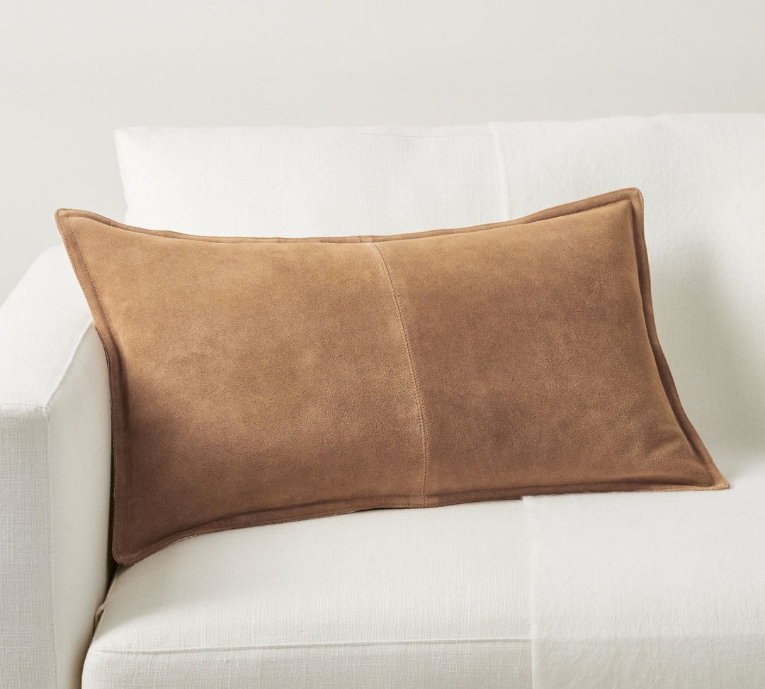 Pieced Suede Lumbar Pillow 16x26