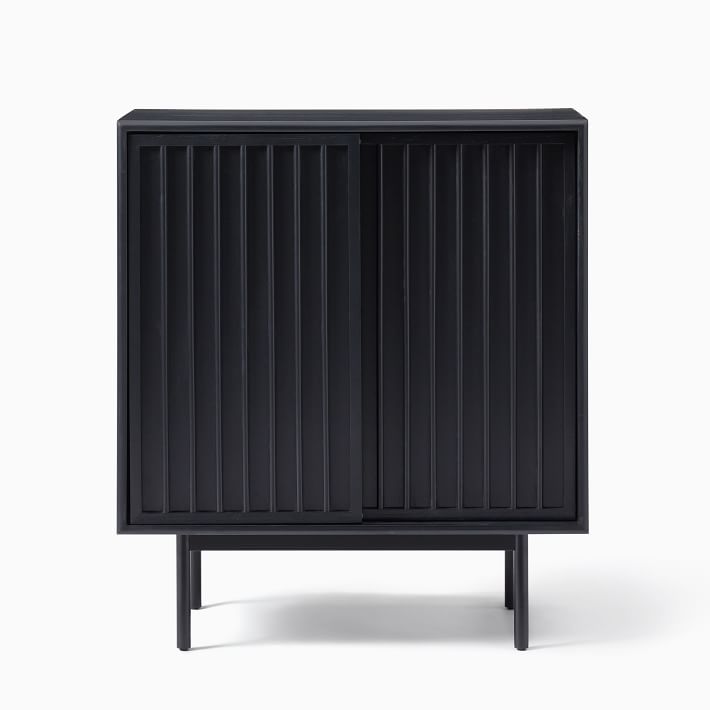Slatted Bar Cabinet Black Black
