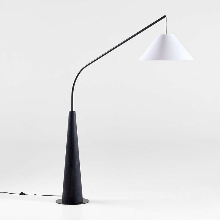 Gibson Black Hanging Arc Floor Lamp with White Shade