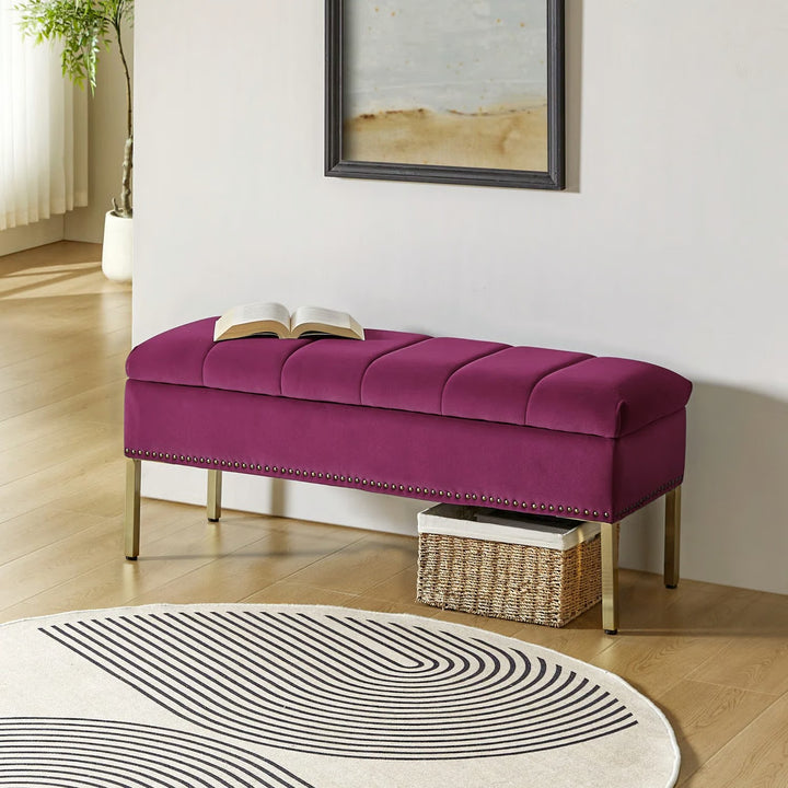 Baily Modern Velvet Storage Bench