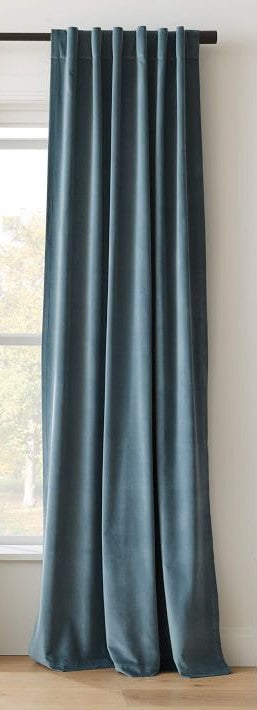 Cotton Velvet Curtain Ocean-96''