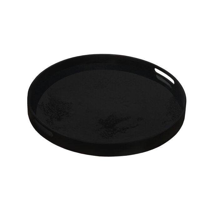 Classics Black Mirror Round Serving Decorative Tray