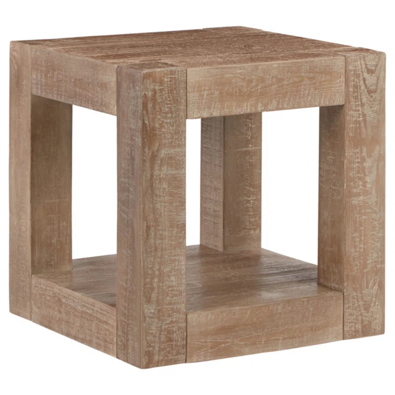 Waltleigh Tall Solid Wood Floor Shelf End Table