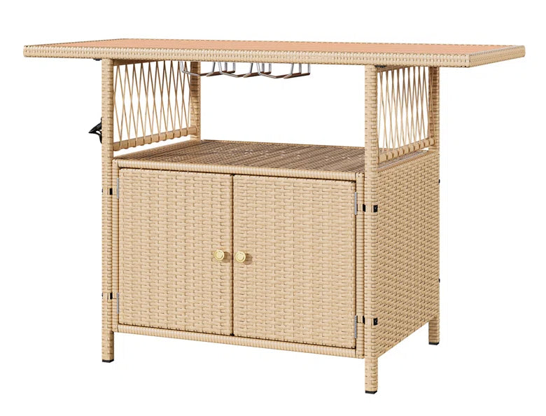 XL Outdoor Storage Cabinet Wicker Bar Table