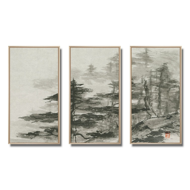 Asian Forest 3 Pieces on Canvas