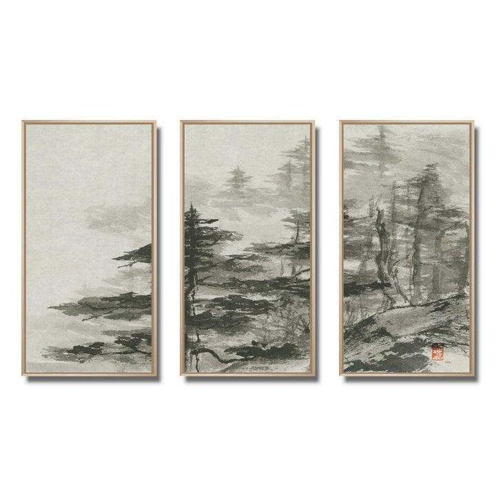 Asian Forest 3 Pieces on Canvas