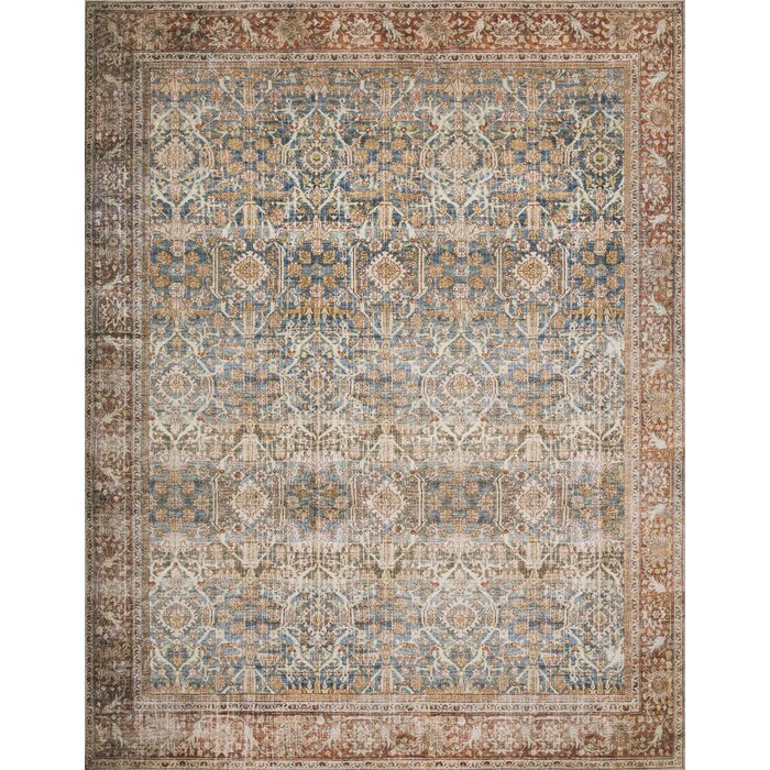 Djanira Oriental Power Loom Ocean/Rust Rug-7'6"x9'6"