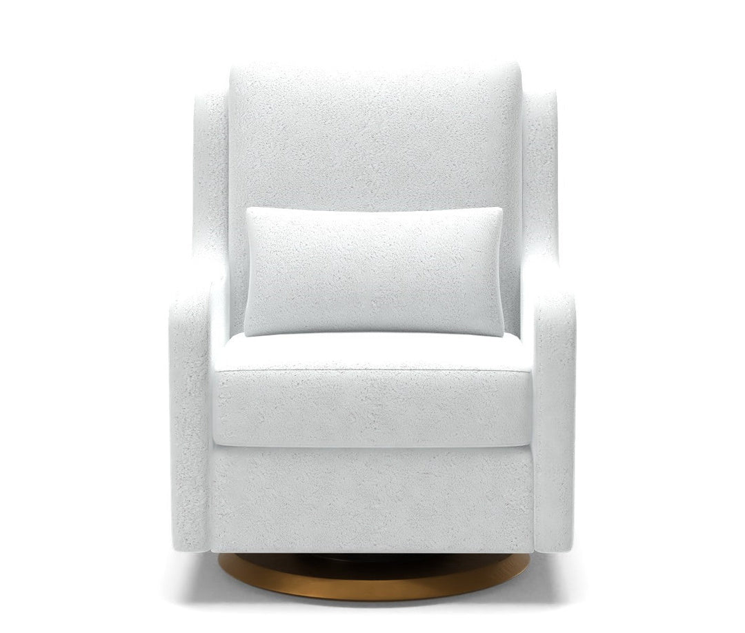 Milo Faux Sherpa Swivel Glider with Gold Base