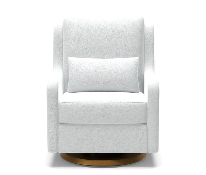 Milo Faux Sherpa Swivel Glider with Gold Base