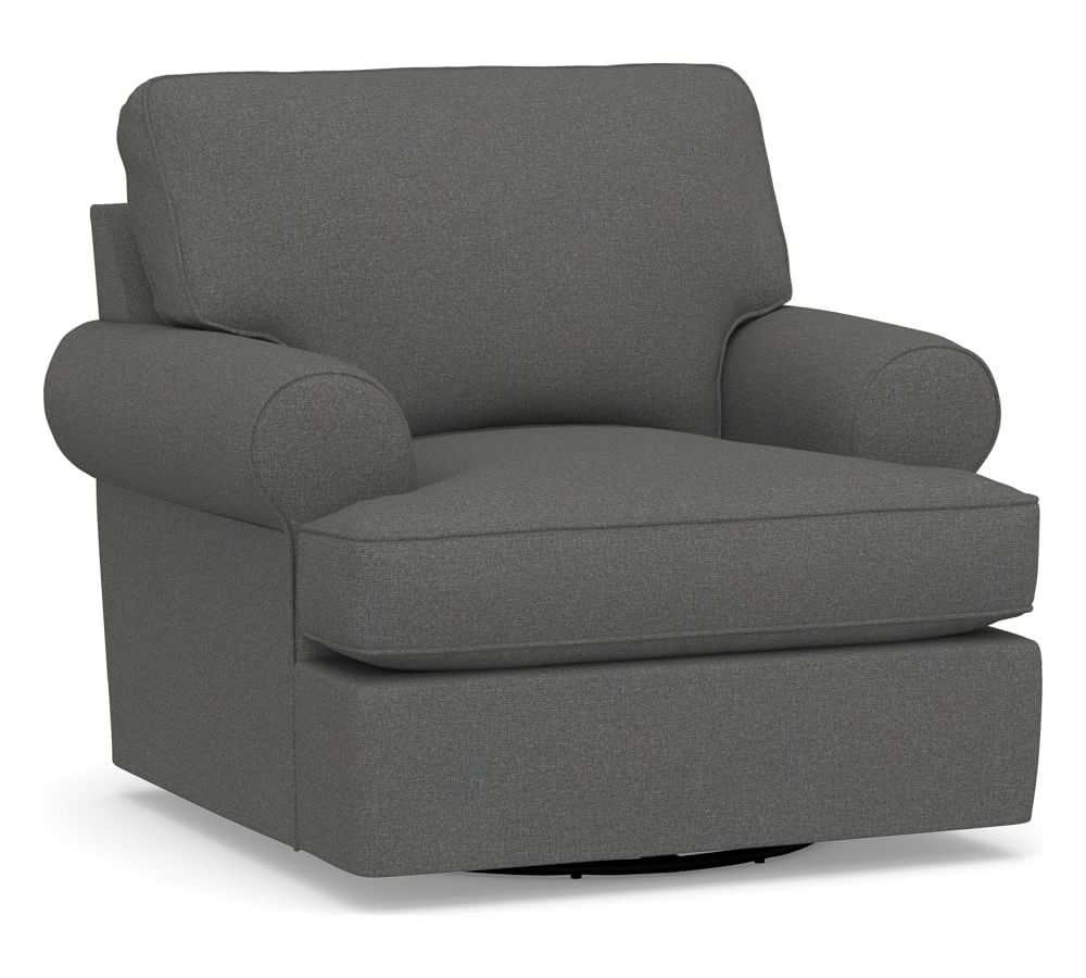 Buchanan Roll Arm Upholstered Swivel Armchair