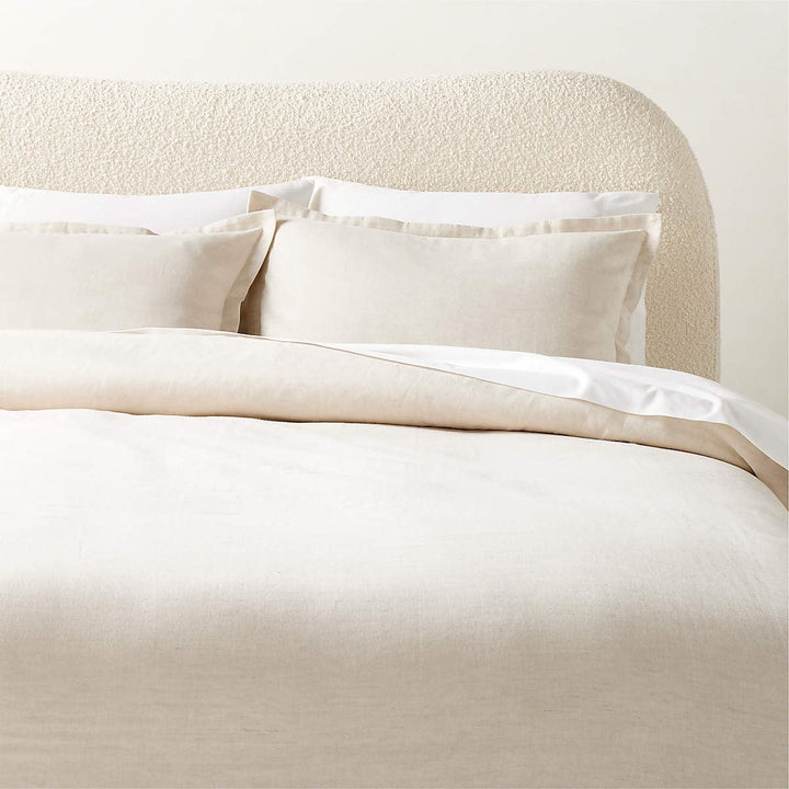 KELLEN ORGANIC COTTON-BLEND BEIGE KING PILLOW SHAMS