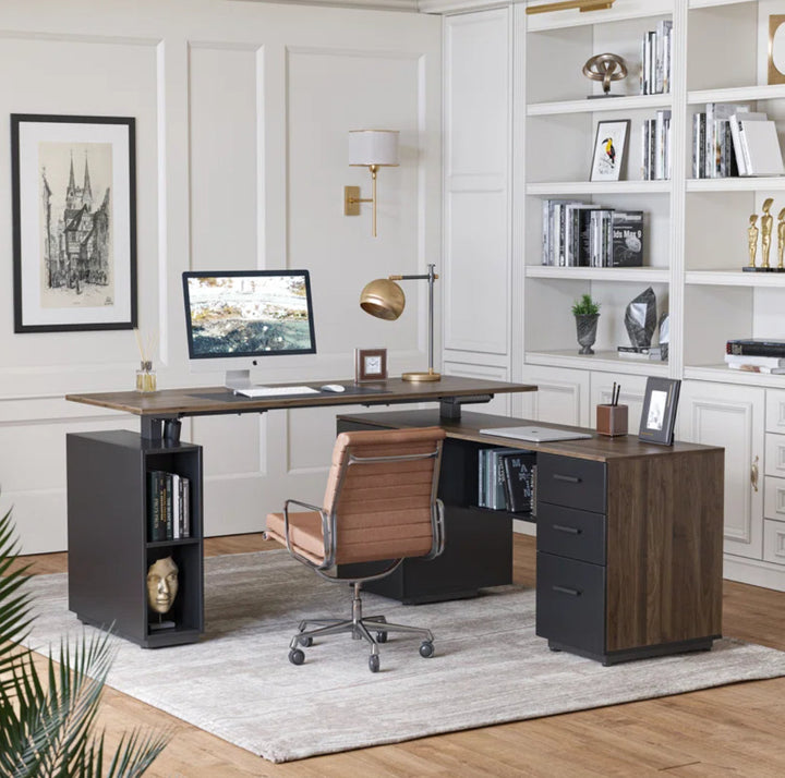 Casie Height Adjustable L-Shaped Computer Desk