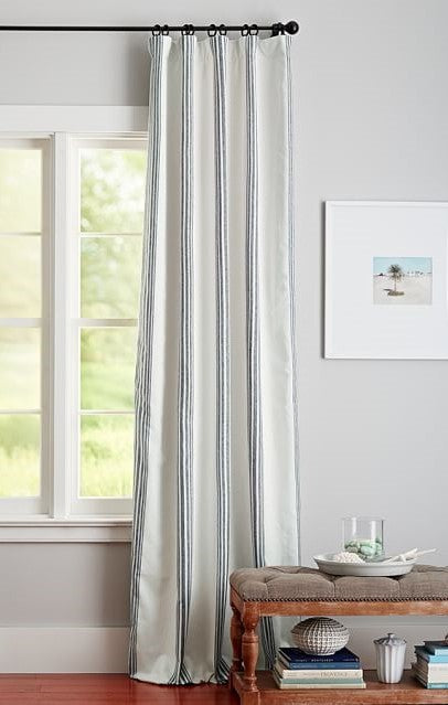 Riviera Striped Linen Cotton Rod Pocket Curtain