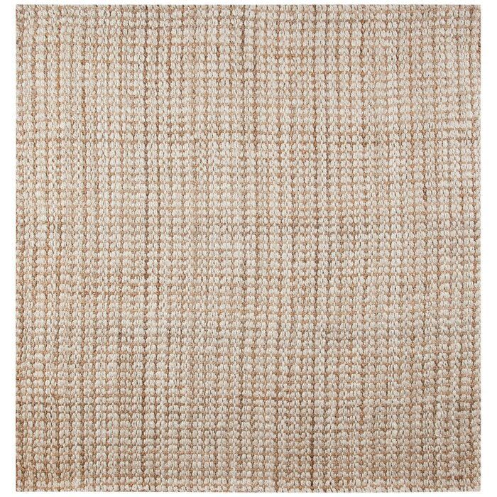 Crick Handmade Flatweave Jute Sisal Ivory Light Brown Area Rug-7'x7'