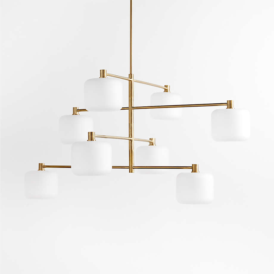 Colombe Burnished Brass and Glass Chandelier Light