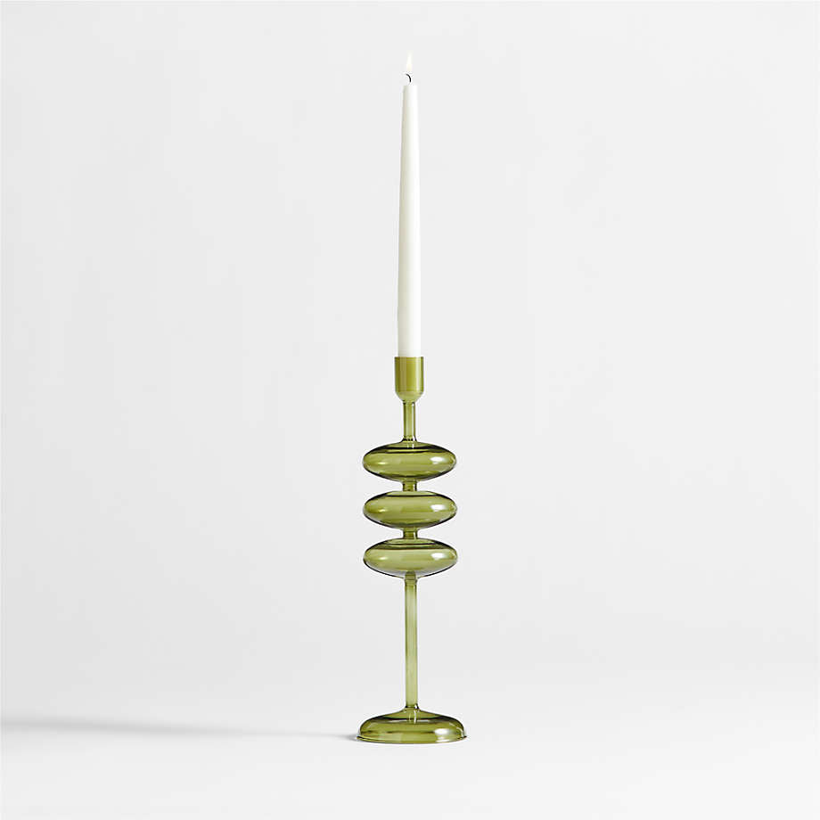 Venezia Large Olive Green Glass Taper Candle Holder