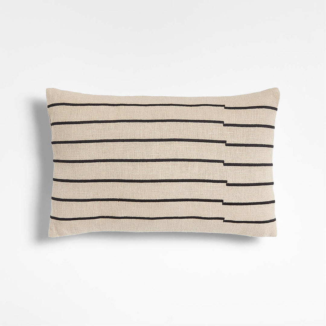 Casse Black and Ivory Striped Throw Pillow-20"x13"