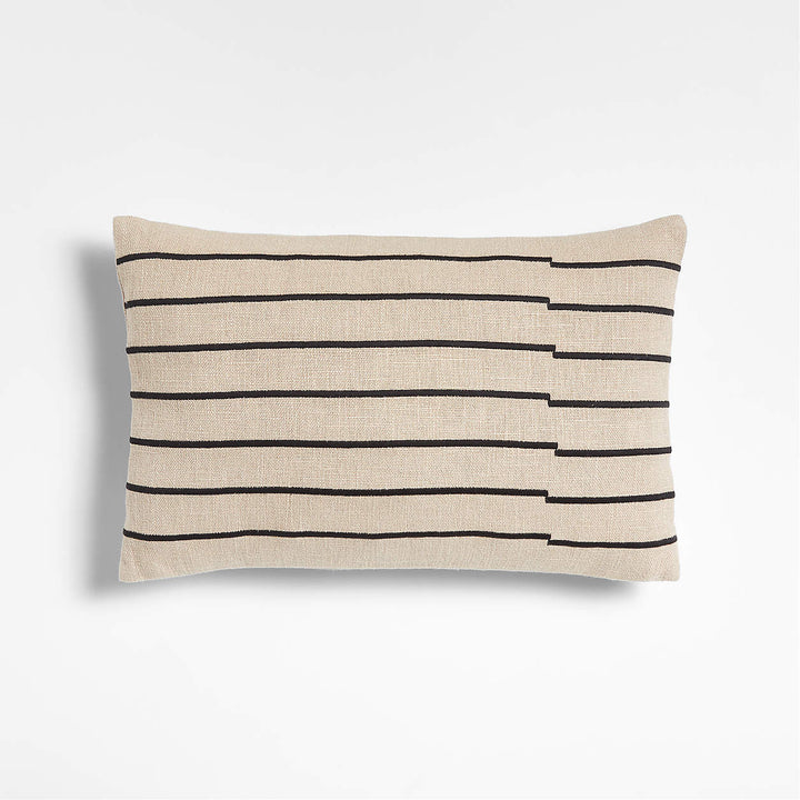 Casse Black and Ivory Striped Throw Pillow-20"x13"