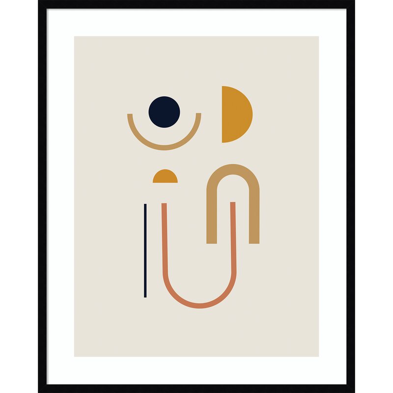 Sunrise Golden Retro Geometric Abstract Framed