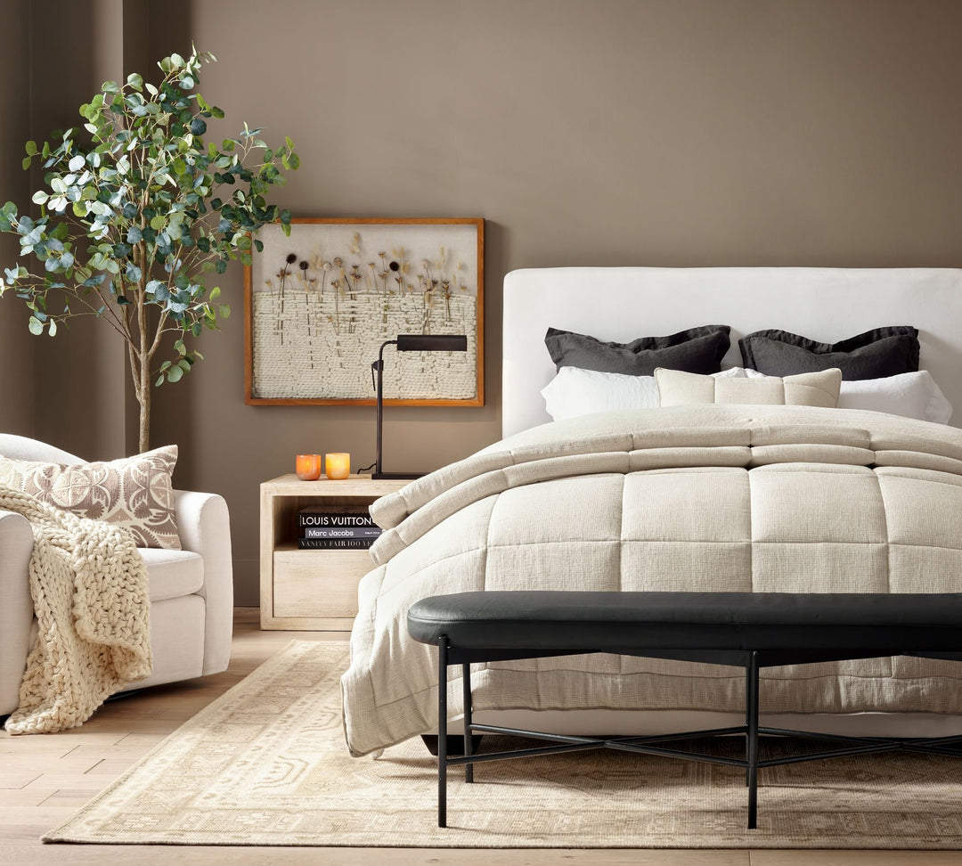 European Flax Linen Waffle Comforter-King