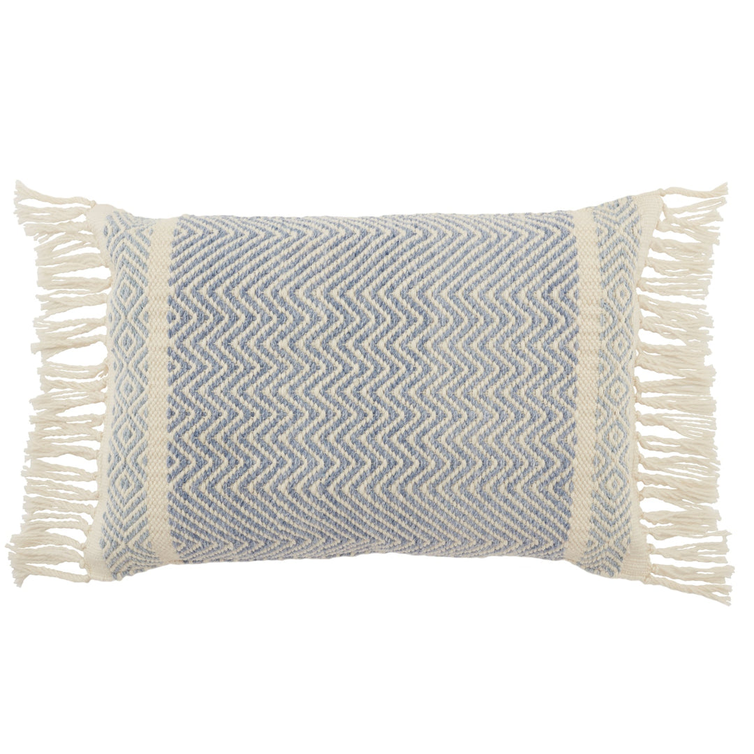Iker Indoor Outdoor Light Blue Ivory Pillow With Insert-24"x16"