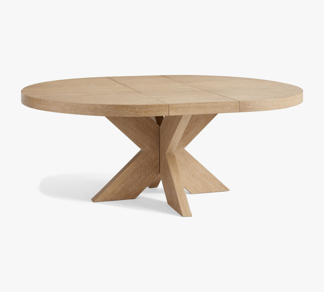 Modern Farmhouse Round Pedestal Extending Dining Table 78