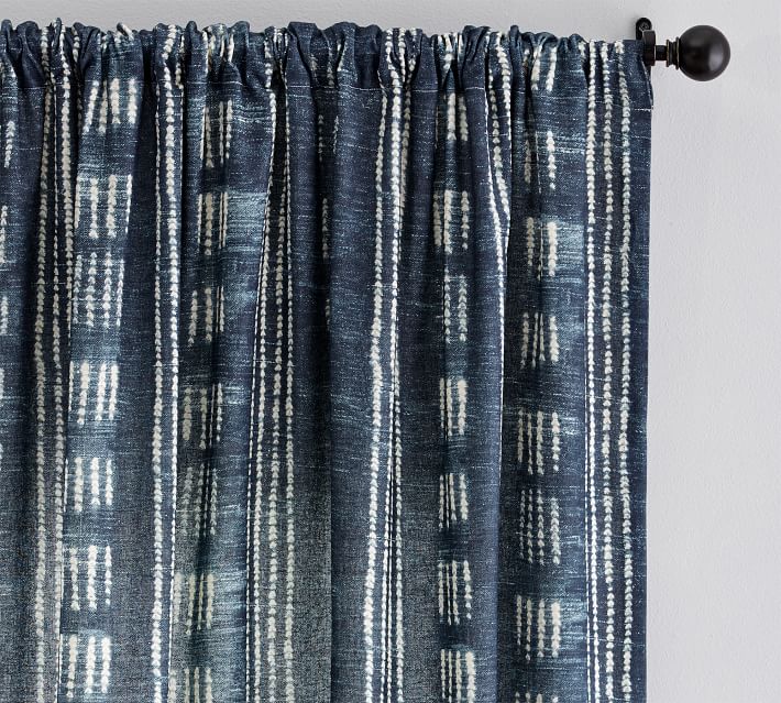 Shibori Dot Linen Cotton Rod Pocket Curtain