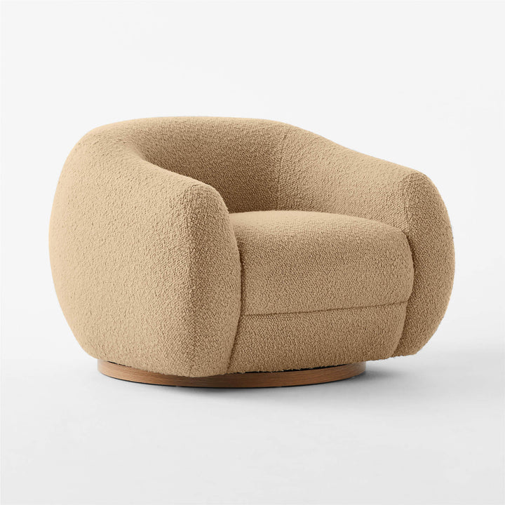 Laszlo Camel Brown Boucle Swivel Chair