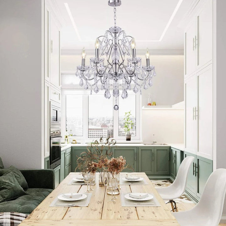 6 Light Crystal Candle Chandelier