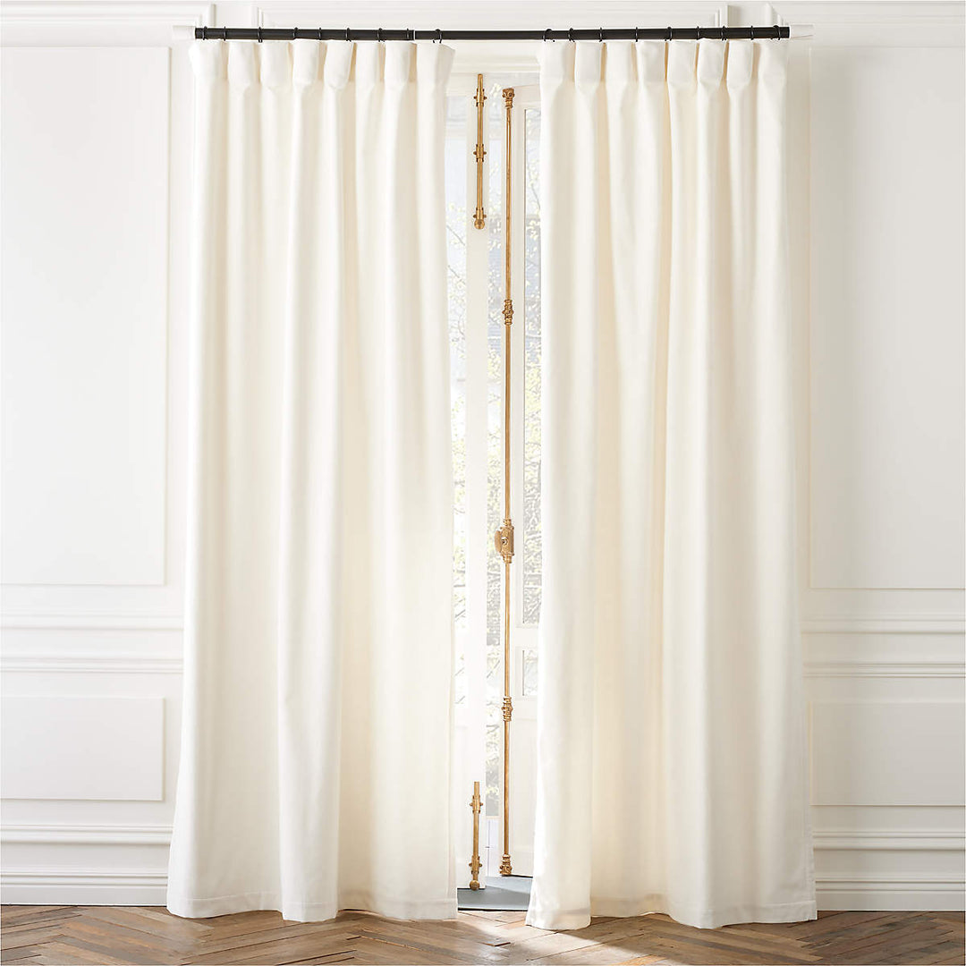 Warm White Organic Cotton Velvet Window Curtain