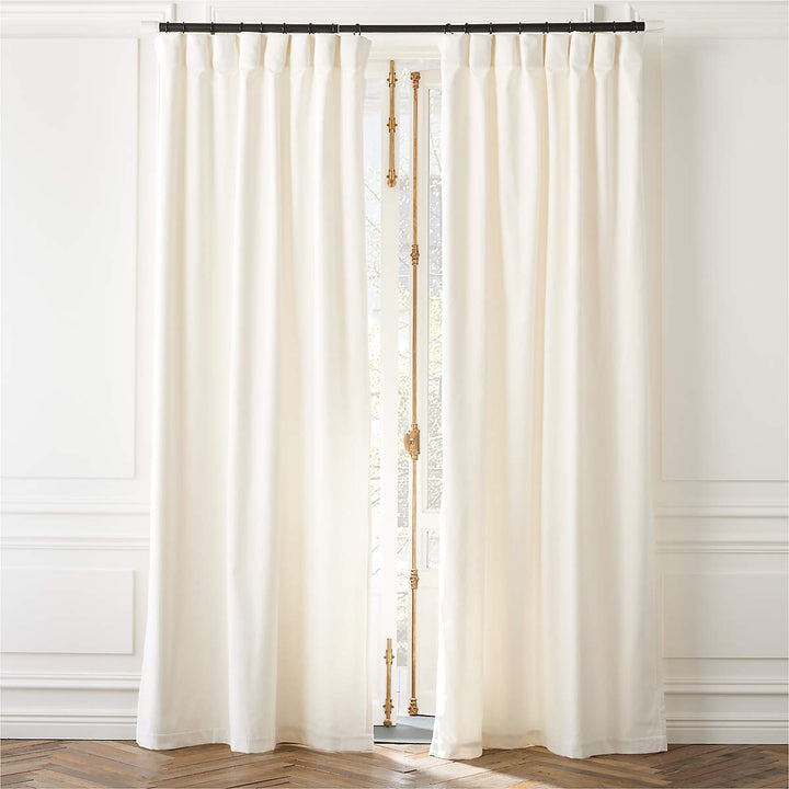 Warm White Organic Cotton Velvet Window Curtain