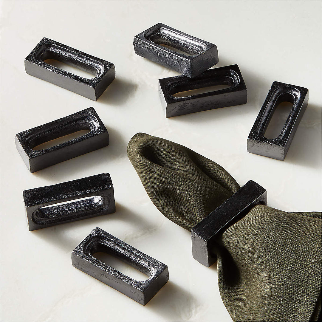 Barre Black Napkin Rings