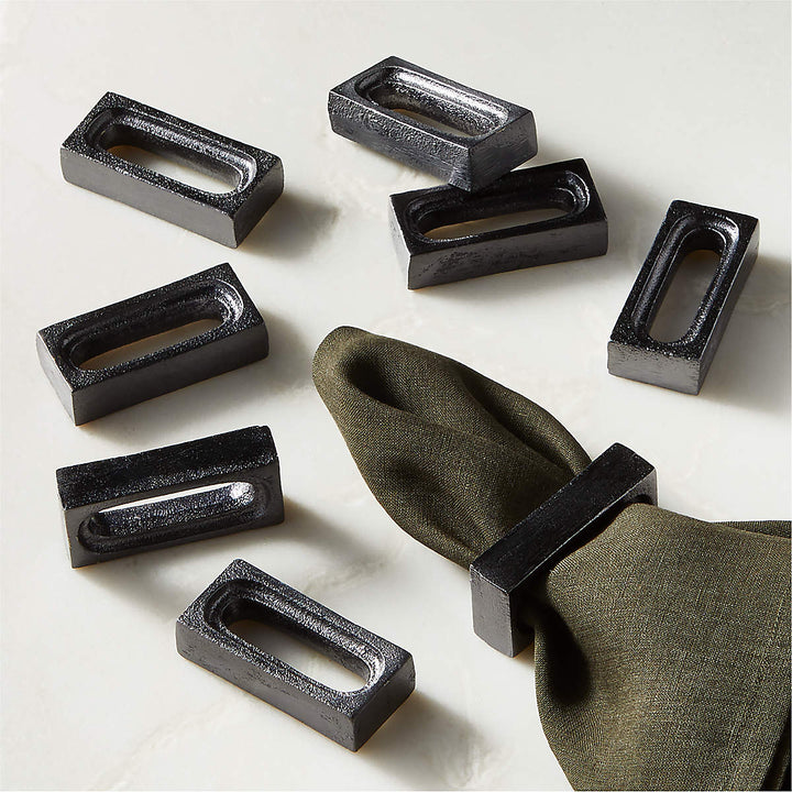 Barre Black Napkin Rings