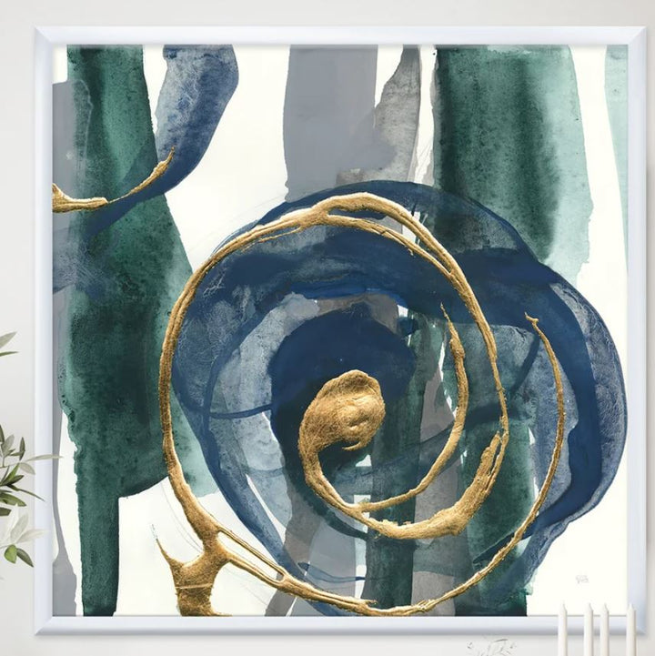 Mettalic Indigo and Gold I Framed