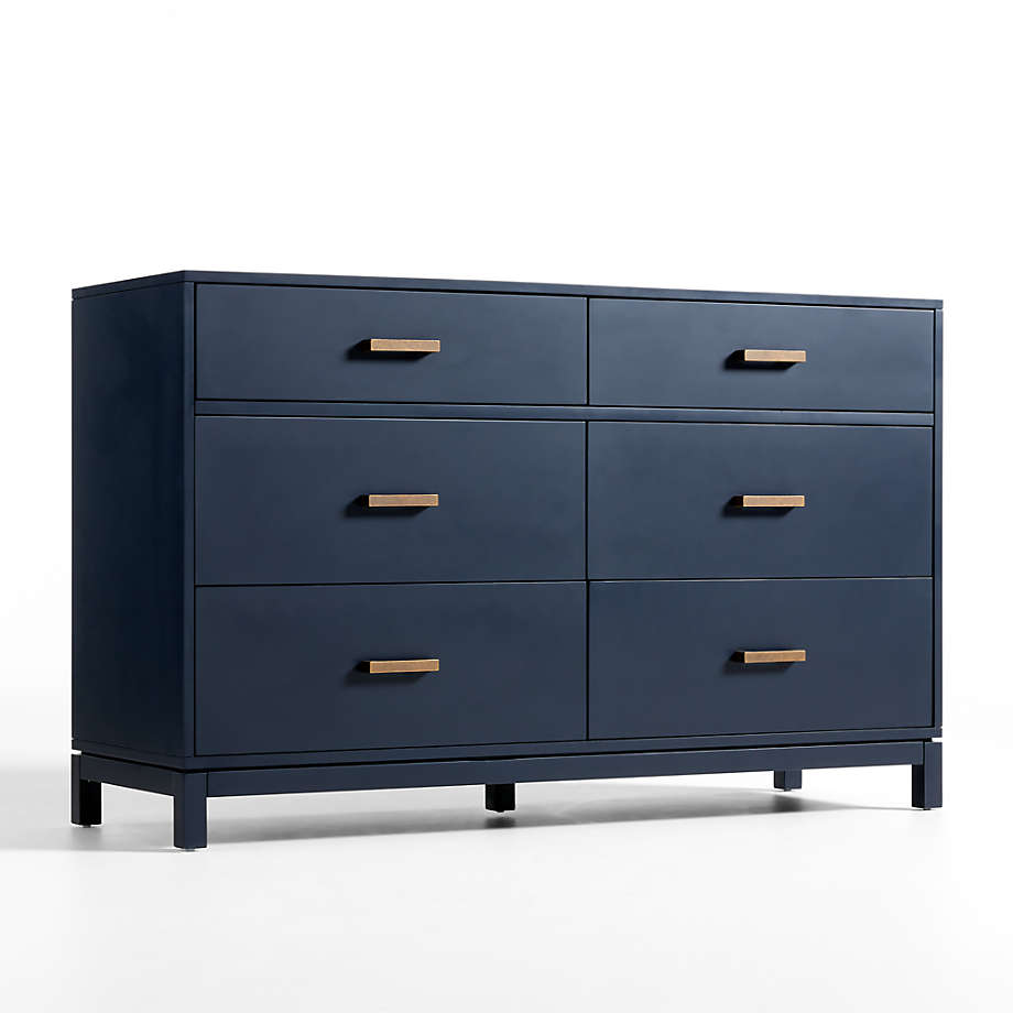 Parke 55 Navy Blue Wood 6 Drawer Kids Dresser