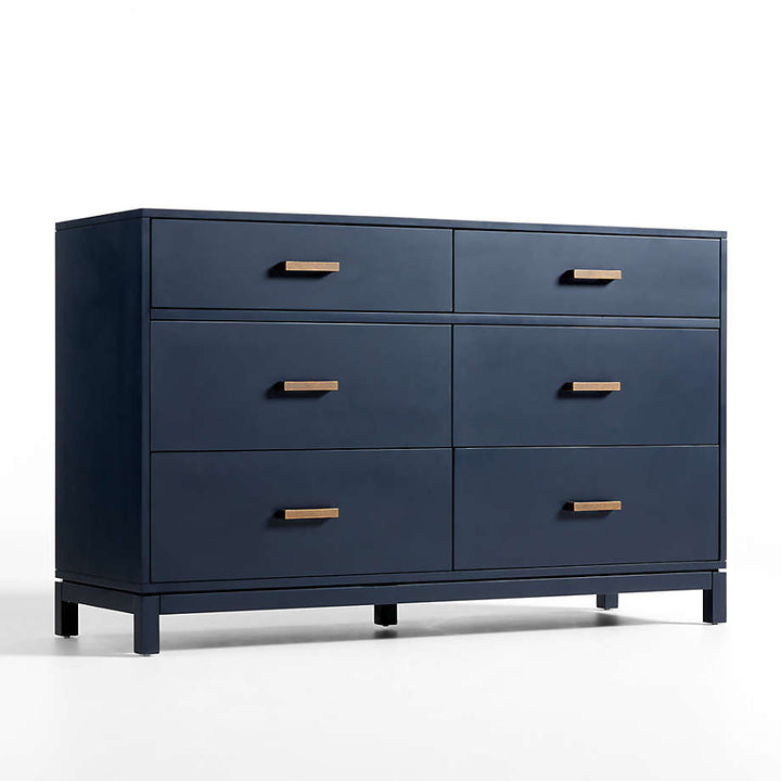 Parke 55 Navy Blue Wood 6 Drawer Kids Dresser