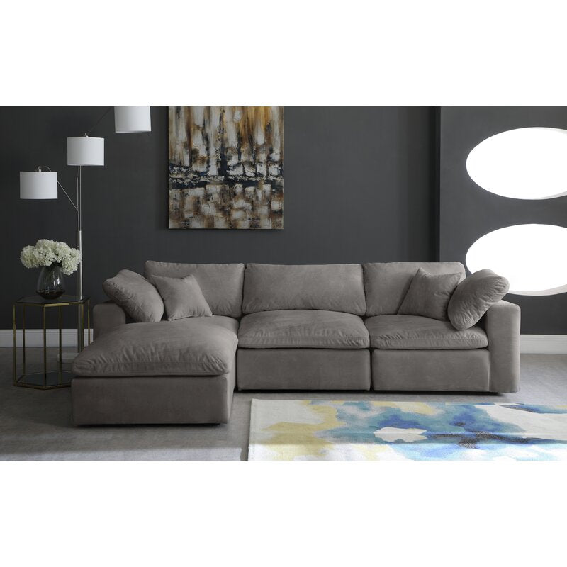Millersburg Velvet Modular Sofa and Chaise with Ottoman