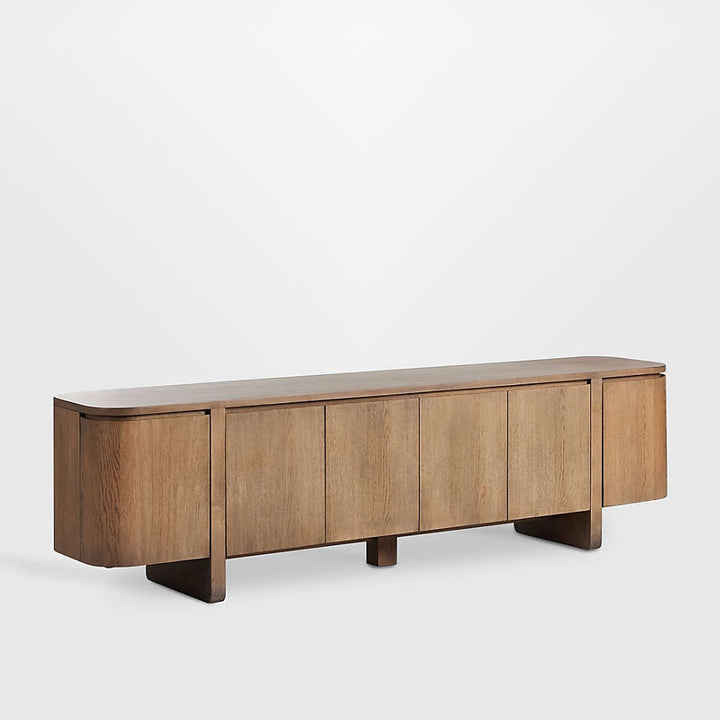 Elle Natural Oak Wood Storage Media Console