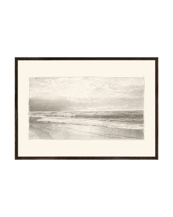 Beach Sketch with Frame 15.25"x11.25"