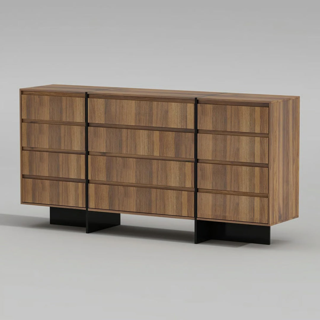 Mid Century Modern 12 Drawer Dresser With Wooden Base