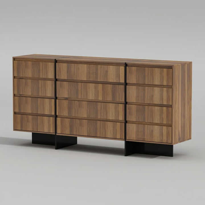 Mid Century Modern 12 Drawer Dresser With Wooden Base