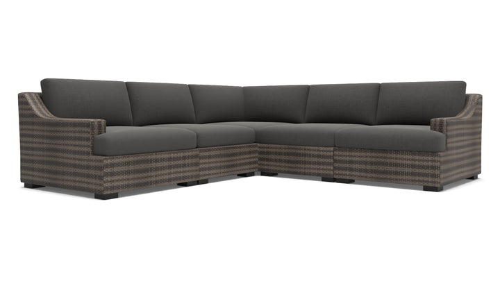 Huntington Wicker 5 Piece Slope Arm Outdoor Sectional
